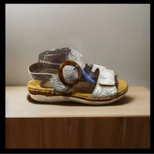Remonte Soft Women’s Blue/Tan  Floral‎ Slingback Sandals Size 9.5