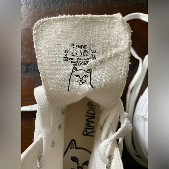 Ripndip white hightop converse style sneakers shoes unisex size 4 NWOT ~