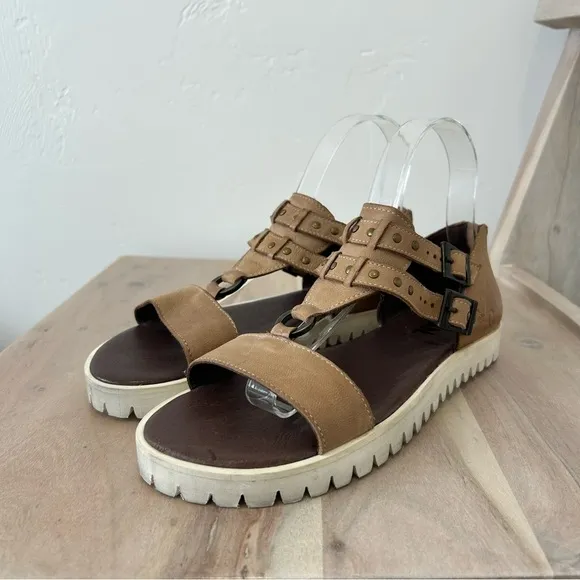 Roan By Bed Stu Ibis Studded Ankle Leather Boho Sandals Shoes Size 7.5