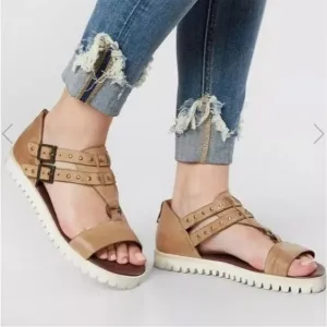 Roan By Bed Stu Ibis Studded Ankle Leather Boho Sandals Shoes Size 7.5