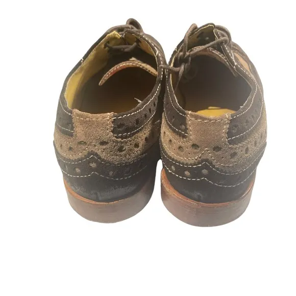 Robert Graham Empire Brown Suede Tweed Wingtip Shoe Size Mens 10 Excellent