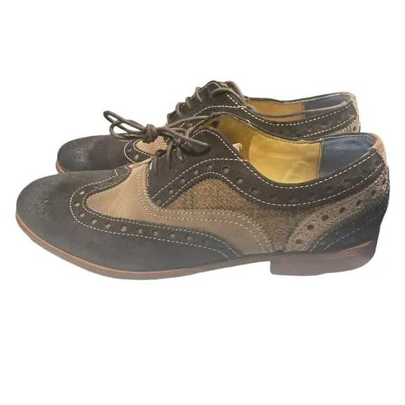 Robert Graham Empire Brown Suede Tweed Wingtip Shoe Size Mens 10 Excellent
