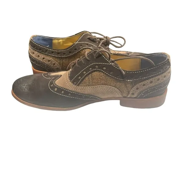 Robert Graham Empire Brown Suede Tweed Wingtip Shoe Size Mens 10 Excellent