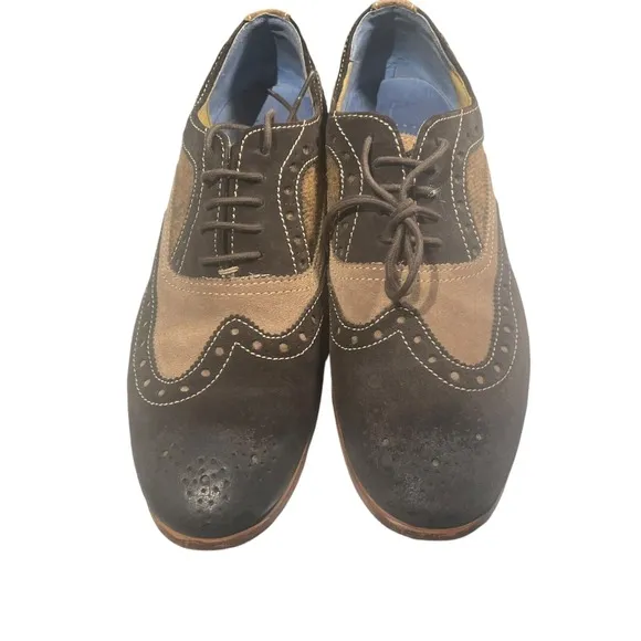 Robert Graham Empire Brown Suede Tweed Wingtip Shoe Size Mens 10 Excellent