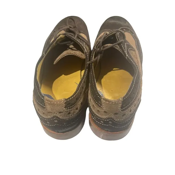 Robert Graham Empire Brown Suede Tweed Wingtip Shoe Size Mens 10 Excellent