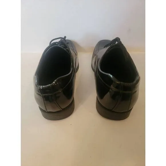 Rocus Men's Black Lace-Up Square Toe Dress Shoes Size 9.5