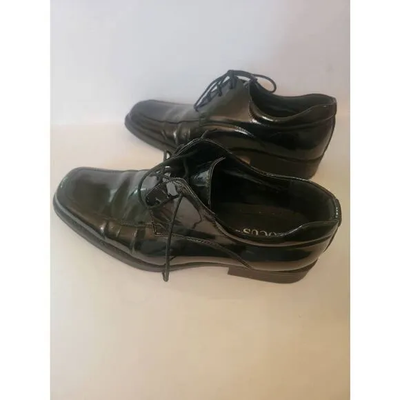 Rocus Men's Black Lace-Up Square Toe Dress Shoes Size 9.5