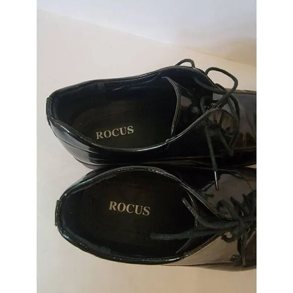 Rocus Men's Black Lace-Up Square Toe Dress Shoes Size 9.5