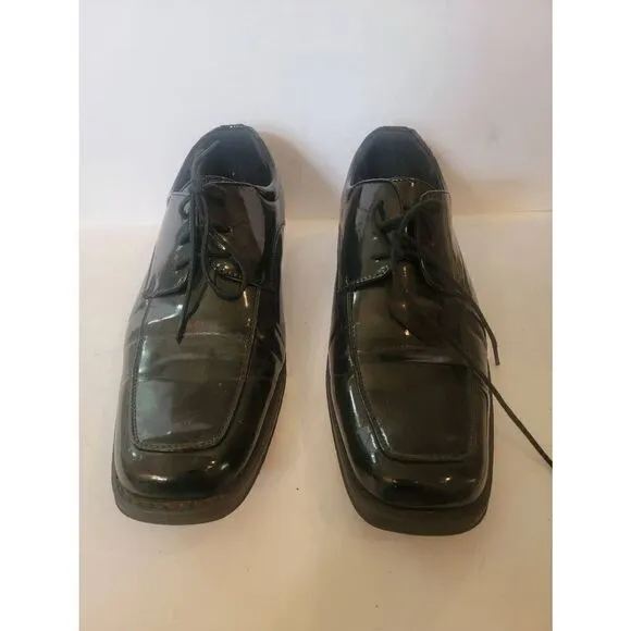 Rocus Men's Black Lace-Up Square Toe Dress Shoes Size 9.5