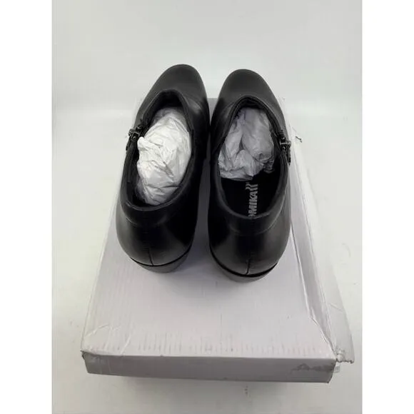 Romika Leather Ankle Loafer Shoes Block Heels Side Zipper Black Womens Size 37