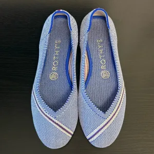 Rothy's Blue Mirror Reflective Stripe Flats Shoes Ballet OG 🦄