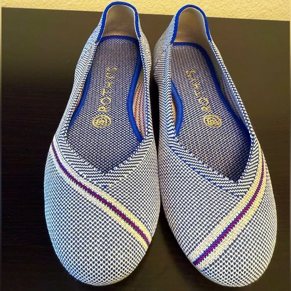 Rothy's Blue Mirror Reflective Stripe Flats Shoes Ballet OG 🦄