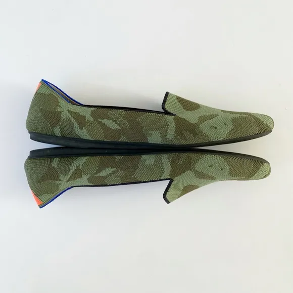 ROTHYS CAMO OLIVE GREEN PRINT KNIT THE LOAFER SLIP ON SHOES SIZE 11