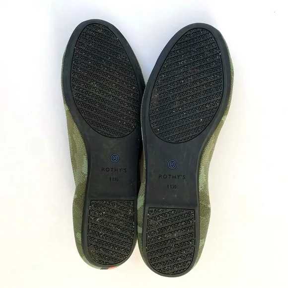 ROTHYS CAMO OLIVE GREEN PRINT KNIT THE LOAFER SLIP ON SHOES SIZE 11