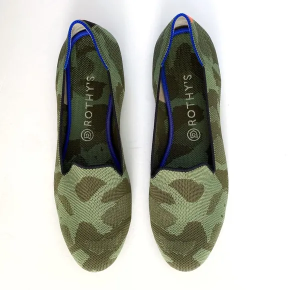 ROTHYS CAMO OLIVE GREEN PRINT KNIT THE LOAFER SLIP ON SHOES SIZE 11