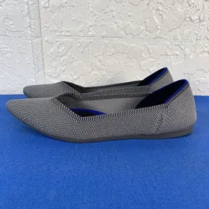 Rothys Flats Womens Size 7.5 Gray Blue Birdseye Flats Pointy‎ Toe Knit Shoes