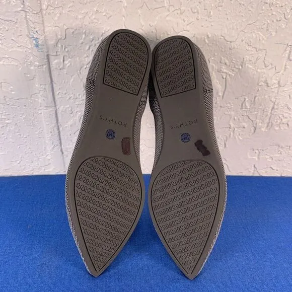 Rothys Flats Womens Size 7.5 Gray Blue Birdseye Flats Pointy‎ Toe Knit Shoes