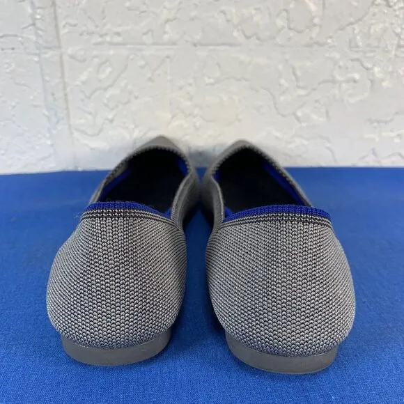 Rothys Flats Womens Size 7.5 Gray Blue Birdseye Flats Pointy‎ Toe Knit Shoes