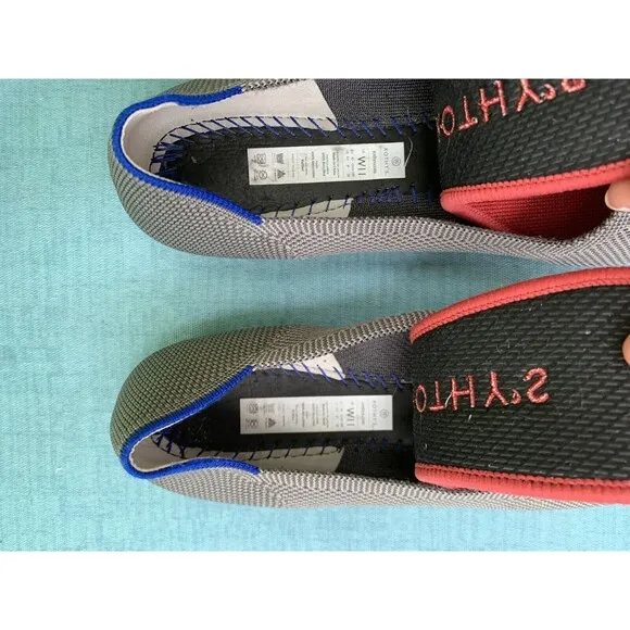 Rothy's Gray Round Toe Flats w/Blue Accent &amp; Red Insoles Women's US 11