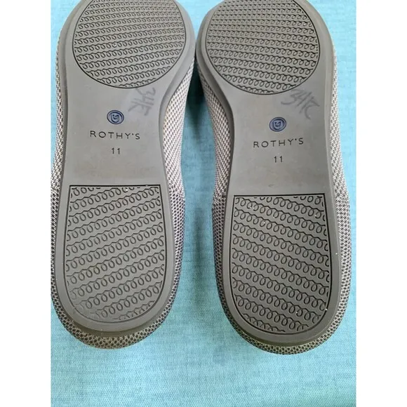 Rothy's Gray Round Toe Flats w/Blue Accent &amp; Red Insoles Women's US 11