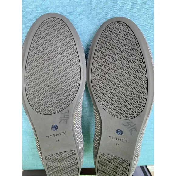 Rothy's Gray Round Toe Flats w/Blue Accent &amp; Red Insoles Women's US 11