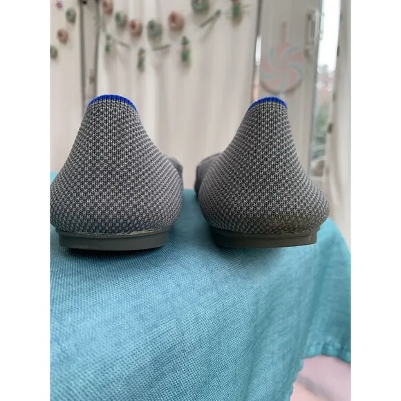 Rothy's Gray Round Toe Flats w/Blue Accent &amp; Red Insoles Women's US 11
