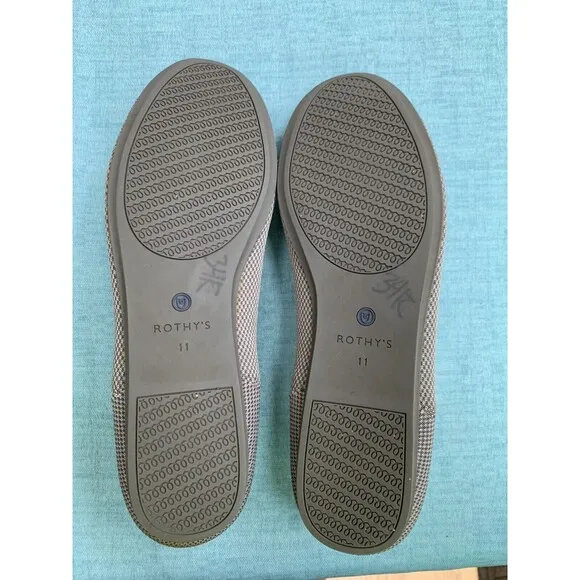 Rothy's Gray Round Toe Flats w/Blue Accent &amp; Red Insoles Women's US 11