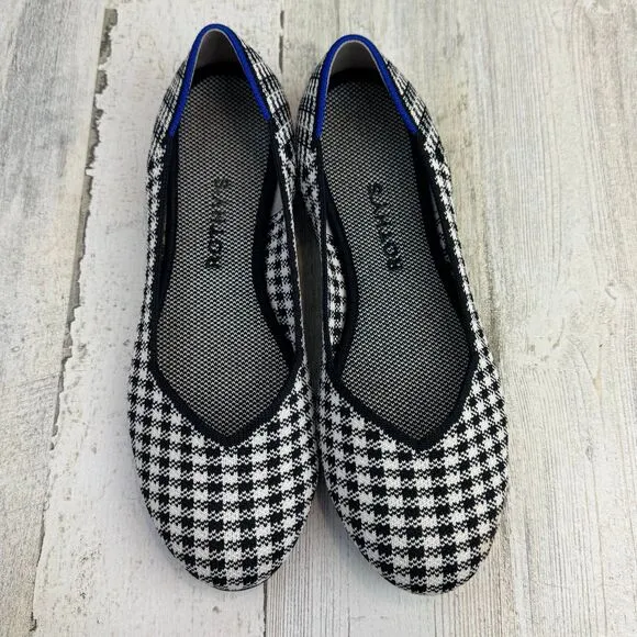 Rothy's picnic black and white flats shoes size 8
