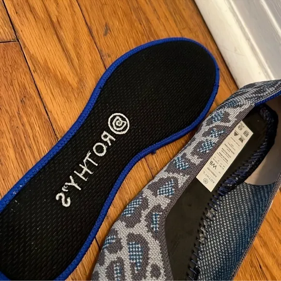Rothy’s Retired Blue &amp; Grey Leopard Print Flats (RARE)