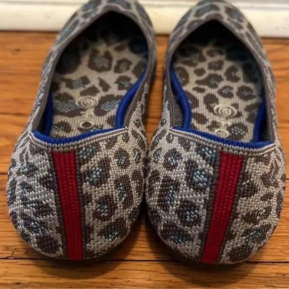 Rothy’s Retired Blue &amp; Grey Leopard Print Flats (RARE)