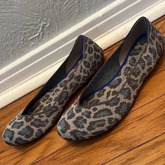 Rothy’s Retired Blue &amp; Grey Leopard Print Flats (RARE)