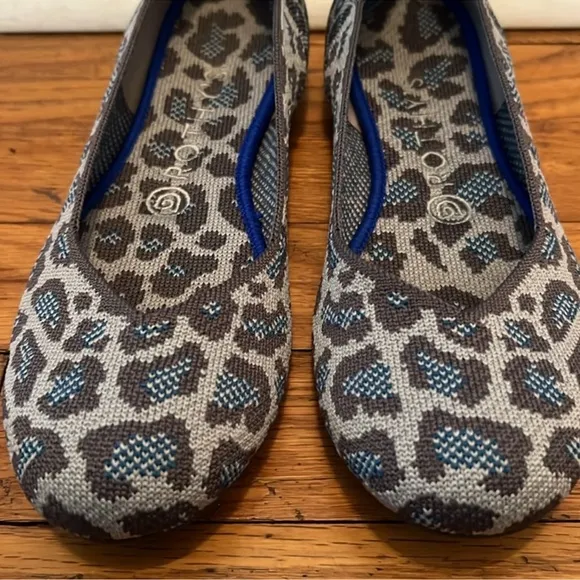 Rothy’s Retired Blue &amp; Grey Leopard Print Flats (RARE)