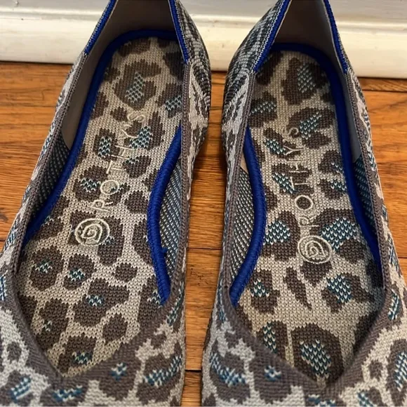 Rothy’s Retired Blue &amp; Grey Leopard Print Flats (RARE)