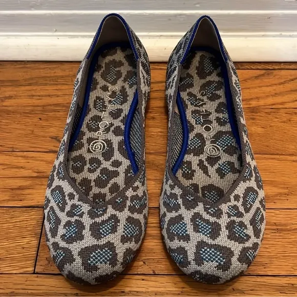 Rothy’s Retired Blue &amp; Grey Leopard Print Flats (RARE)