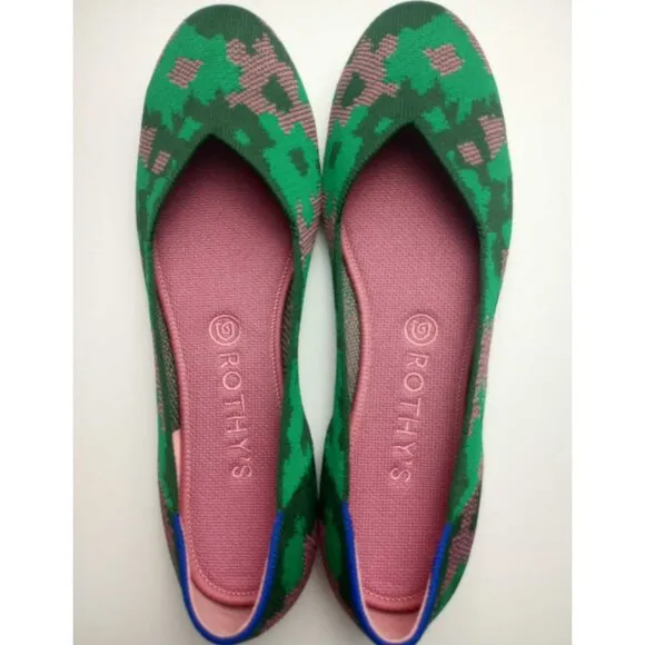 Rothy's Retired Green Botanicamo Camo Print Flats Shoes Size 10 NWOB