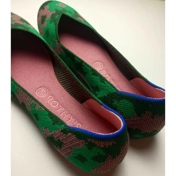 Rothy's Retired Green Botanicamo Camo Print Flats Shoes Size 10 NWOB