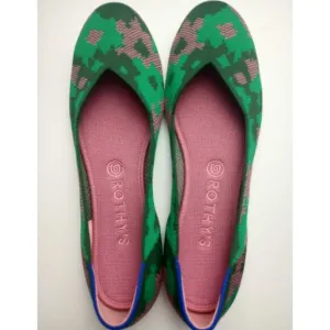 Rothy's Retired Green Botanicamo Camo Print Flats Shoes Size 10 NWOB