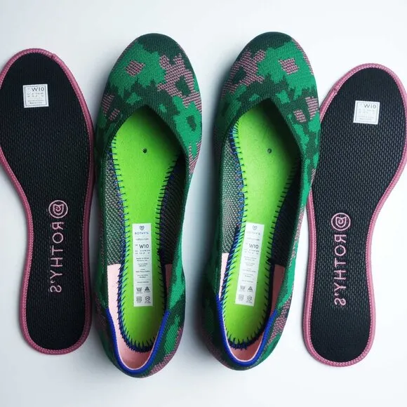 Rothy's Retired Green Botanicamo Camo Print Flats Shoes Size 10 NWOB