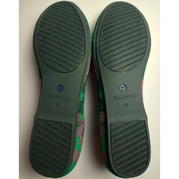 Rothy's Retired Green Botanicamo Camo Print Flats Shoes Size 10 NWOB