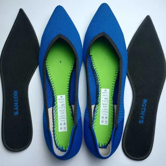 Rothy's Retired Lazuli Vibrant Blue The Point Flats Shoes Size 11 NWOB