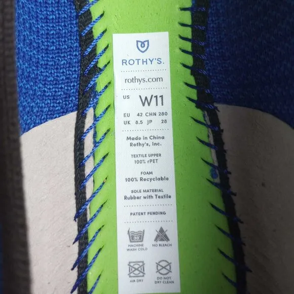 Rothy's Retired Lazuli Vibrant Blue The Point Flats Shoes Size 11 NWOB