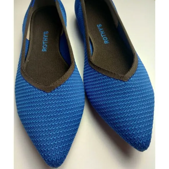 Rothy's Retired Lazuli Vibrant Blue The Point Flats Shoes Size 11 NWOB
