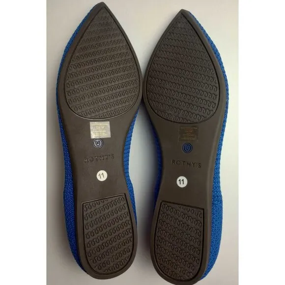 Rothy's Retired Lazuli Vibrant Blue The Point Flats Shoes Size 11 NWOB