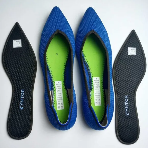 Rothy's Retired Lazuli Vibrant Blue The Point Flats Shoes Size 11 NWOB