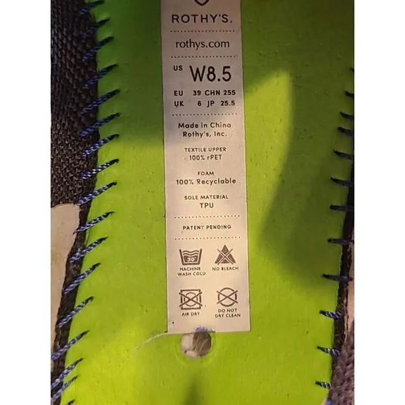 Rothys Shoes The Original Sneaker Womens Size 8.5 Gray/Knit Camo Slip On Comfort