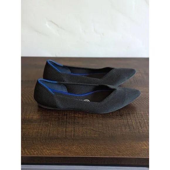 Rothy's Shoes The Point in Black Washable Flats Shoes - Size 8