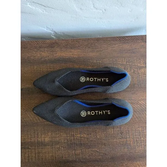 Rothy's Shoes The Point in Black Washable Flats Shoes - Size 8