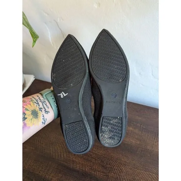 Rothy's Shoes The Point in Black Washable Flats Shoes - Size 8