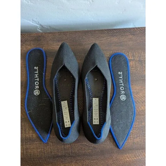 Rothy's Shoes The Point in Black Washable Flats Shoes - Size 8
