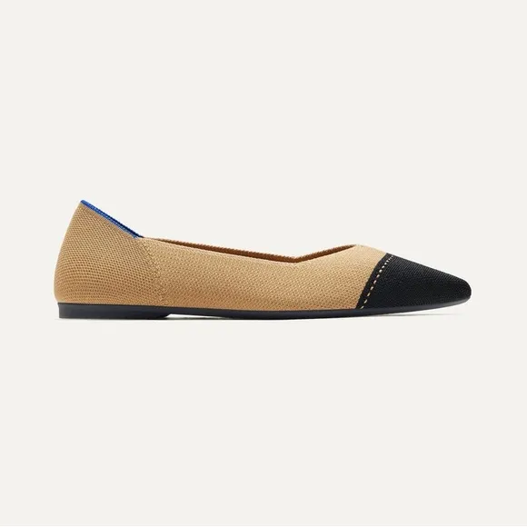 Rothy’s Tan/Black The Point II In Love Insole Comfort Flats in Camel Captoe 8.5